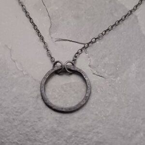 Industrial hand forged necklace black sterling silver